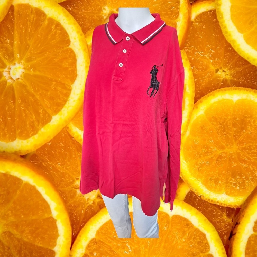 Polo Ralph Lauren Mens XXL Long Sleeve Polo Shirt Big Pony‎ Red